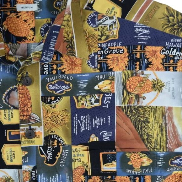 Robert Stock | Collectible Pineapple Propaganda Size Medium Flowy Hawaiian Shirt - Picture 3 of 6